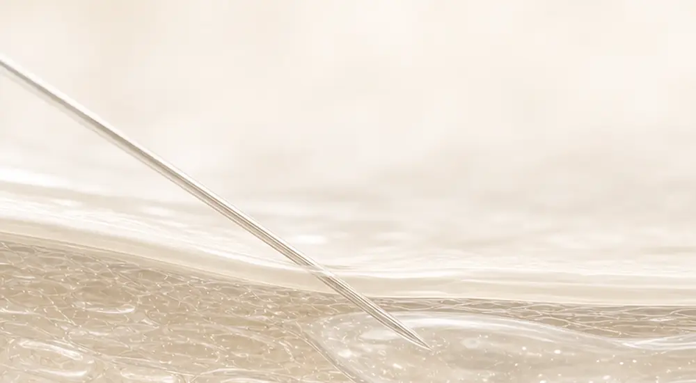 Hyaluronic acid placed into the skin