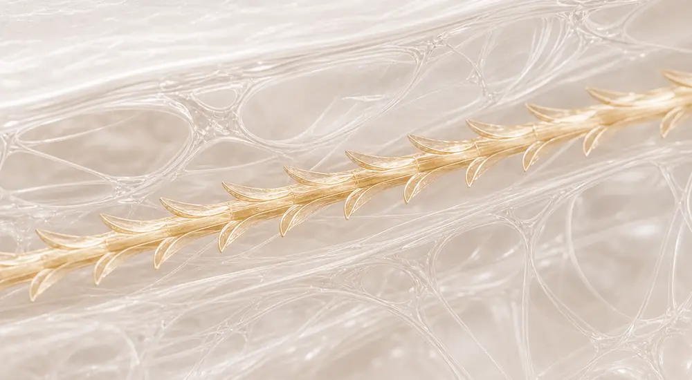 Barbed PDO thread placed in the tissue