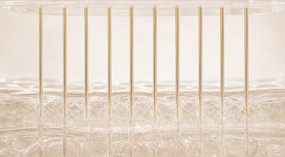 Needles creating channels at a set depth